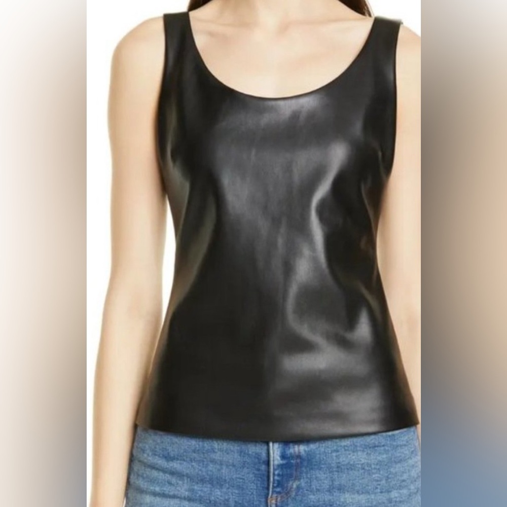 Theory Black Faux Leather Vest
